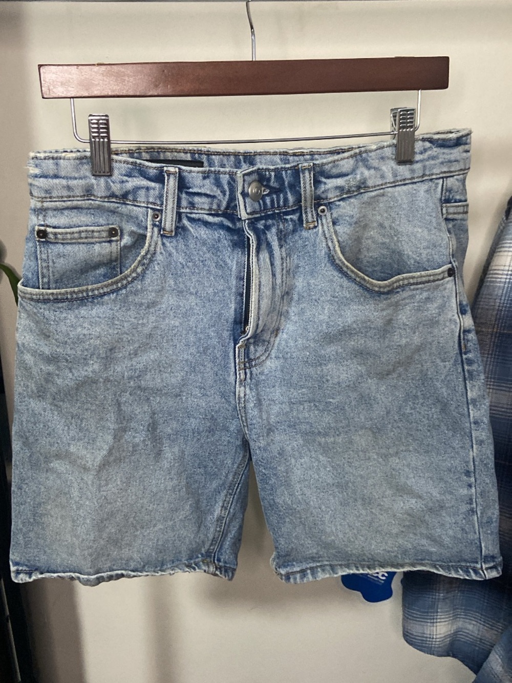Zara Light Blue Washed Denim Shorts